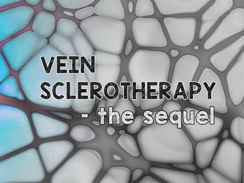 Text about vein sclerotherapy on a graphic of veins