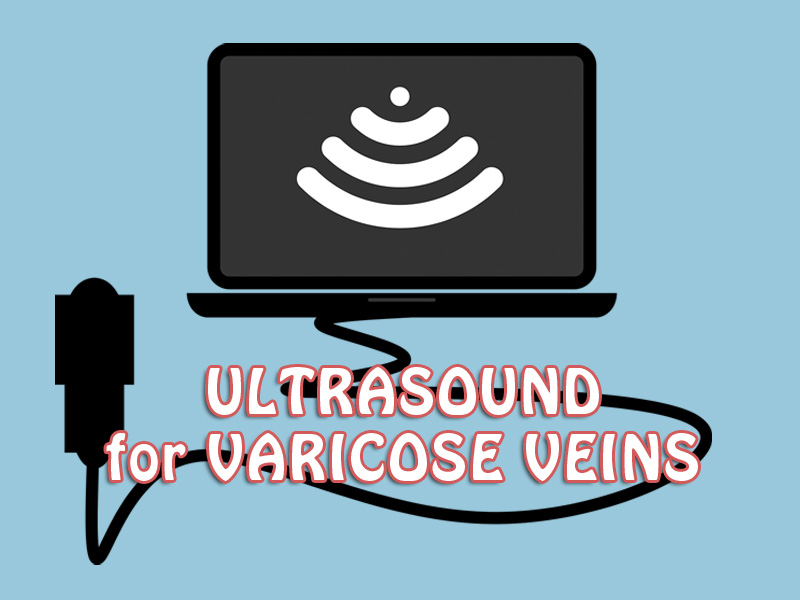 image of ultrasound machine with text on it saying ultrasound for varicose veins