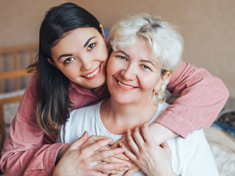 Mum and daughter to illustrate any connection between heredity and varicose veins