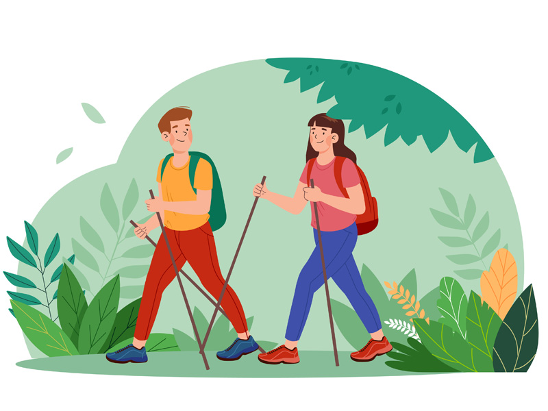 graphic of a couple walking to illustrate walking and varicose veins